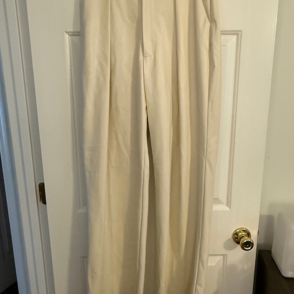 MOTHER Faux Leather Wide Leg Trousers
